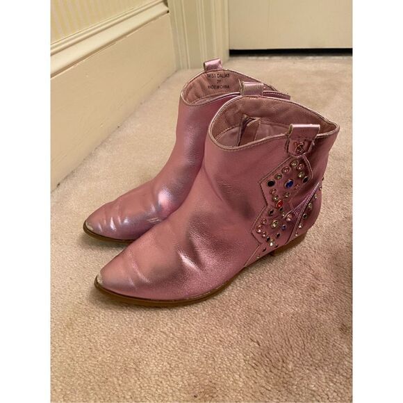 YOSI SAMRA Miss Dallas Embellished Cowboy Boot, Light Pink Metallic - Picture 2 of 7
